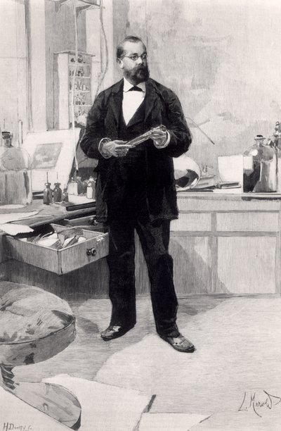 Robert Koch in his laboratory, from Le Monde Illustre, 29th November 1890 by French School