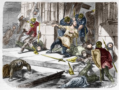Robert the Strong Died (circa 815-866), Duke of France, During the Battle of Brissarthe, in 866, Opposing the Franks to an Army Combining Breton and Viking. Engraving in 