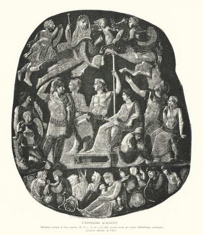 Roman Onyx Cameo Depicting the Apotheosis of the Emperor Augustus by French School