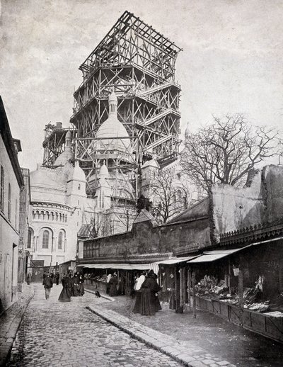 Rosary dealers at the church of the Sacred Heart under construction, late 19th century by French School