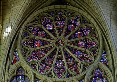 Rose window depicting scenes from the childhood of Christ by French School