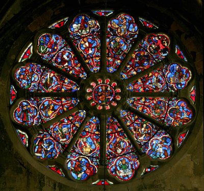 Rose window depicting the Apostles and Labours of the Months by French School