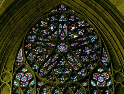 Rose window with nineteenth-century glass after a medieval design by French School