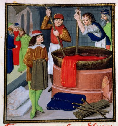 Dyeing cloth, from Des Proprietes des Choses by Bartholomeus Anglicus by French School