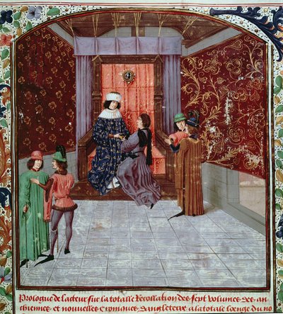 Edward IV receiving the book from the author, from Anciennes Chroniques d
