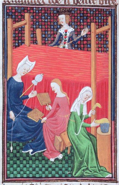Gaia Caecilia or Tanaquil, with loom and women spinning, from 