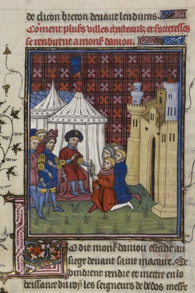 The keys of a town are surrendered to the Duke of Anjou by French School