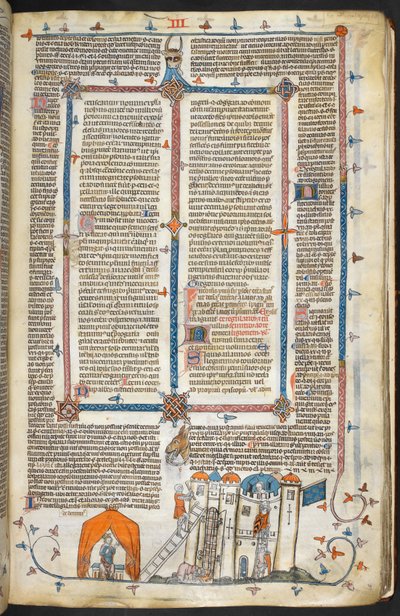 Attacking a Fortified Castle and Marginal Decoration, illustration from 