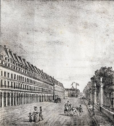Rue de Rivoli, Paris - Alphabet Picturesque des Monumens de Paris c.1840 (engraving) by French School