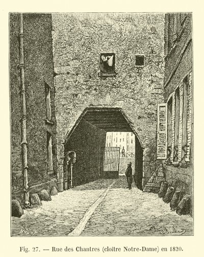 Rue des Chantres, Cloister Notre-Dame, in 1820 by French School