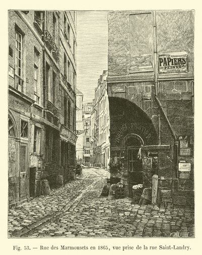 Rue des Marmousets in 1865, view taken from rue Saint-Landry by French School