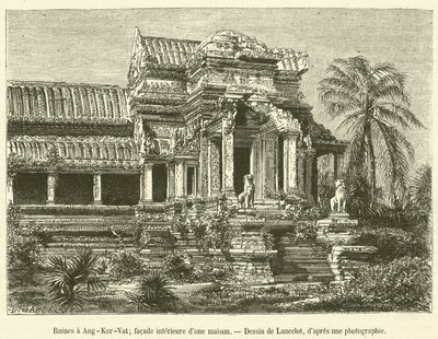 Ruins at Angkor Wat, Interior Facade of a House (engraving) by French School