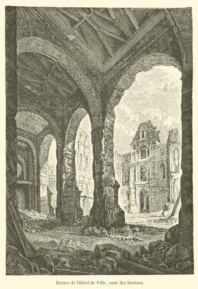 Ruins of the City Hall, courtyard of the offices by French School