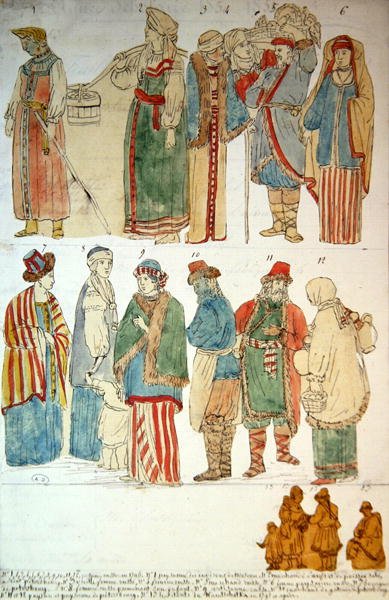 Russian costumes by French School