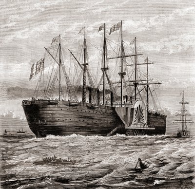 SS Great Eastern, iron sailing steam ship designed by Isambard Kingdom Brunel, from Les Merveilles de la Science, published c.1870 by French School