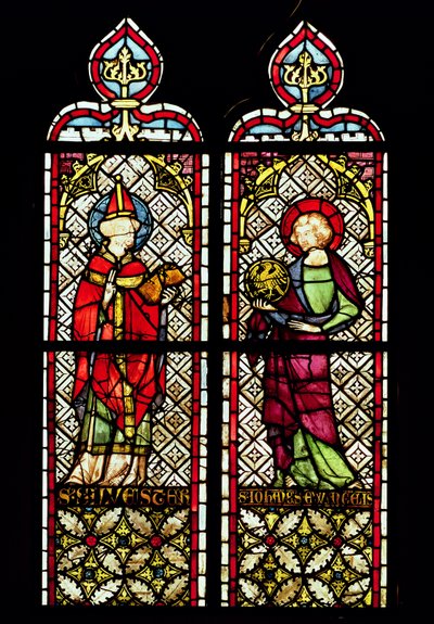SS. Sylvester and John the Evangelist, from the Collegiate church of Our Lady of the Assumption at Romont, c.1330 by French School