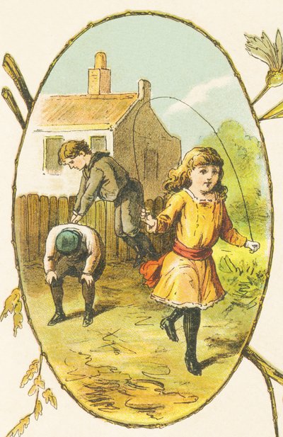 S: Suzanne has fun jumping a rope while her brothers Sylvestre and Simon play Saute-Mouton by French School