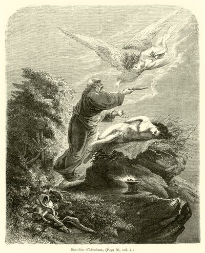 Sacrifice of Abraham (engraving) by French School