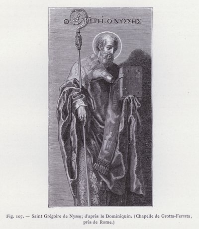 Saint Gregory of Nyssa; after Domenichino, Chapel of Grotta-Ferrata, near Rome (engraving) by French School
