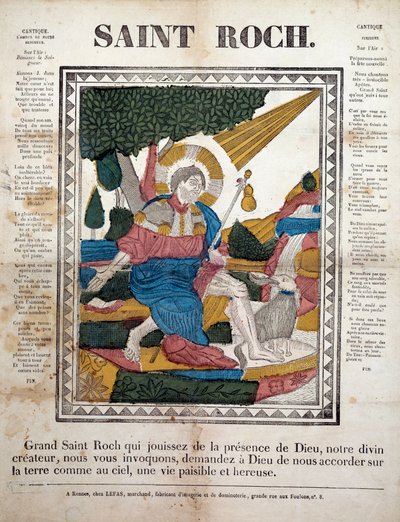 Saint Roch. Engraving, imagery by Rennes by French School