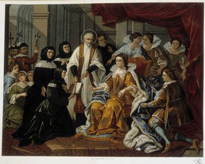 Saint Vincent de Paul presents to Anne of Austria the first Daughters of Charity (also called 