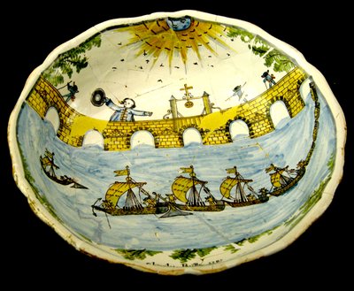 Salad Bowl Depicting a Bridge over the Loire by French School