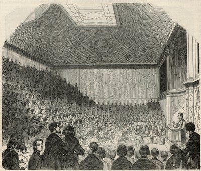 Salle des cours au College de France in Paris in the 19th century - Engraving in 