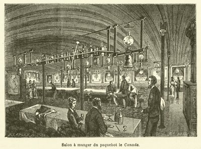 Dining Room of the Steamer Canada by French School