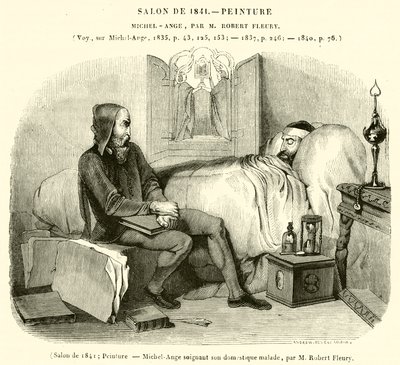 Salon of 1841, Painting, Michelangelo Caring for His Sick Servant by French School