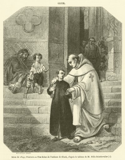Salon of 1849, Painting, A Scene from the Childhood of Gluck (engraving) by French School