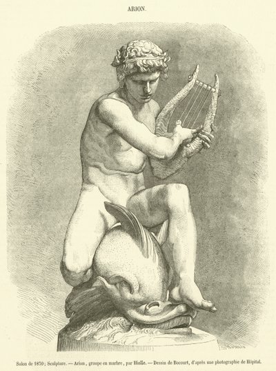 Salon of 1870, Sculpture, Arion, Marble Group (engraving) by French School
