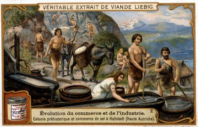 Salt trade in Upper Austria in prehistoric times in Hallstadt - Liebig chromolithography by French School