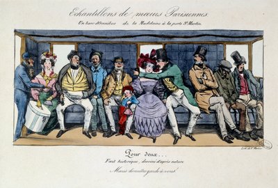 Sample of Parisian morals: a bench of omnibus from the Madeleine at Saint Martin