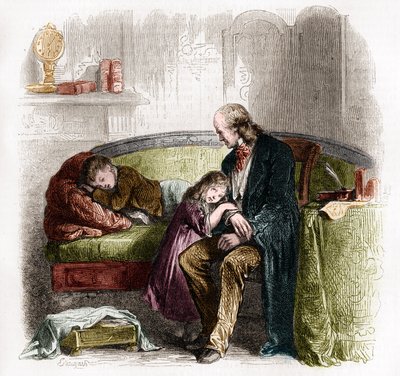 Samuel Hahnemann (1755 - 1843), discovering homeopathy. engraving after Pauquet