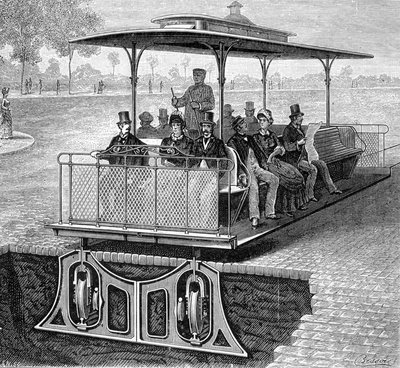 San Francisco funicular tramway with invisible wheels - in 