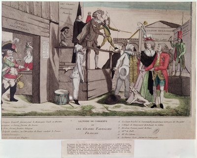 Satirical cartoon on the French émigrés in Coblentz and the Declaration of Pillnitz, 1791 by French School