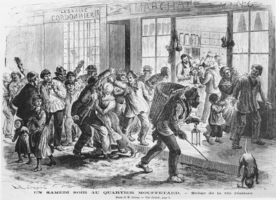 Saturday Evening in Mouffetard Quarter, c. 1860 by French School