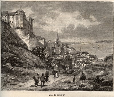 Saumur department of Maine-et-Loire, in the region Pays de la Loire - engraving in France illustree: geography, history, statistical administration by V.-A. Malt-Brown. 1884 by French School