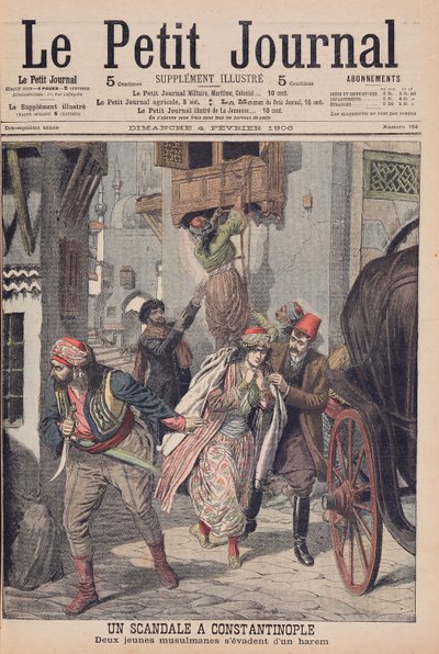 Scandal in Constantinople, Two Young Muslim Ladies Escaping from a Harem, illustration from 
