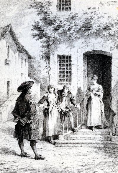 Scene from The School for Wives, by Moliere by French School