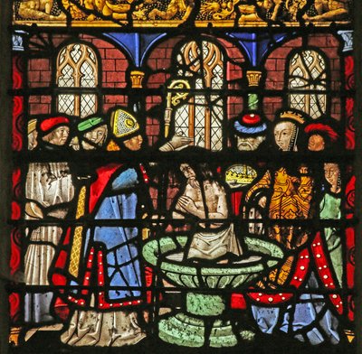 Scene from the Legend of the Cross: Constantine is Baptised by French School
