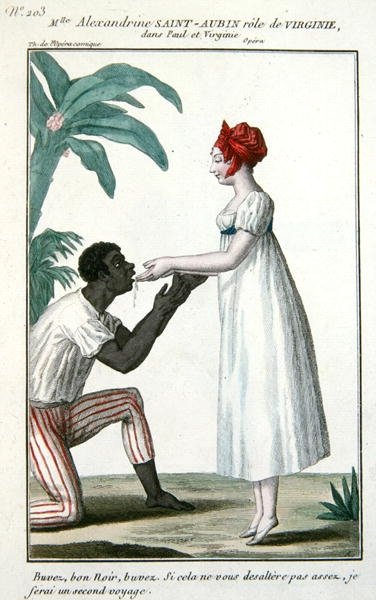 Scene from the opera of Paul et Virginie showing Mademoiselle Alexandrine Saint-Aubin in the role of Virginie by French School