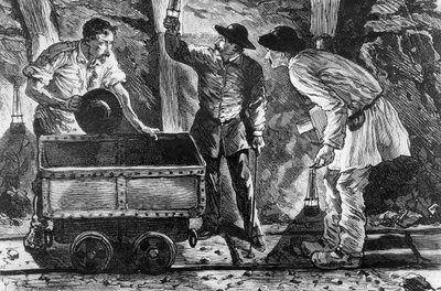 Scene in a Coal Mine, illustration from Germinal by Emile Zola, 1886 by French School
