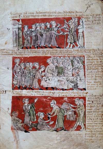 Scene of Student Life at Hubant College or Ave Maria in Paris. Livre des Statutes du College de Hubant ou de l