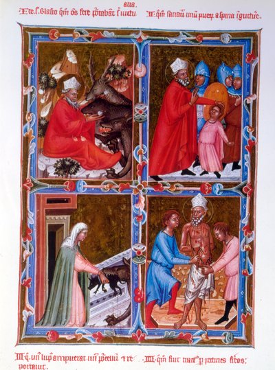 Scenes from the life of Saint Blaise, facsimile of a 15th century manuscript of the Legendaire des Anjou-Hongrie, school of Bologna by French School