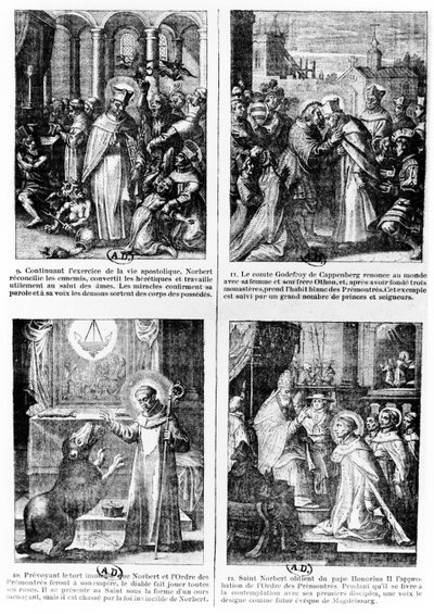 Scenes from the life of Saint Norbert, founder of the Premonstratensian order of canons regular by French School