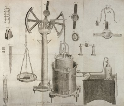 Scientific Equipment, from The Elements of Chemistry by Antoine Laurent de Lavoisier engraved by D. Lizars by French School