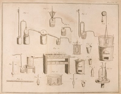 Scientific Equipment, from The Elements of Chemistry by Antoine Laurent de Lavoisier engraved by D. Lizars by French School