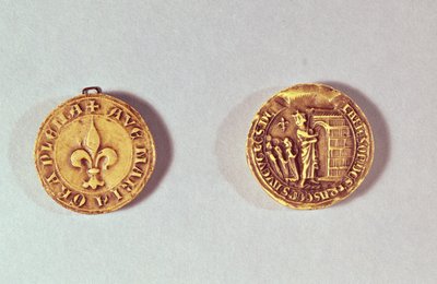 Seal and counter seal of the Quinze-Vingts Hospital depicting St. Louis Leading the Blind into the Hospice by French School