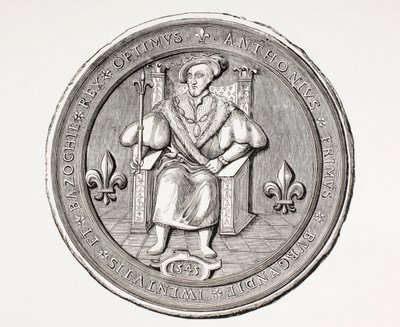 Seal of the King of the Basoche, the leader of the guild of legal clerks of the Paris court system, from Les Arts au Moyen Age, published 1873 by French School